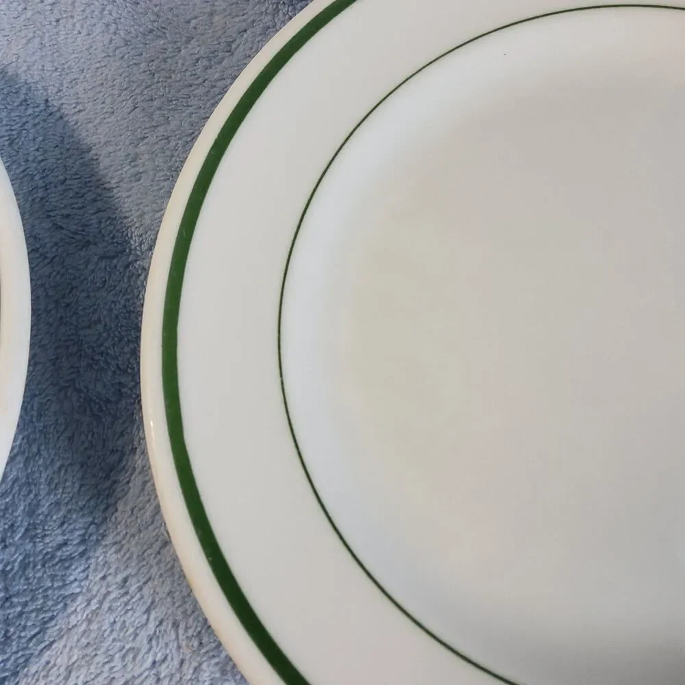 2 Vintage Restaurantware Albert Pick Co Green Band Salad Bread Plates 7.5